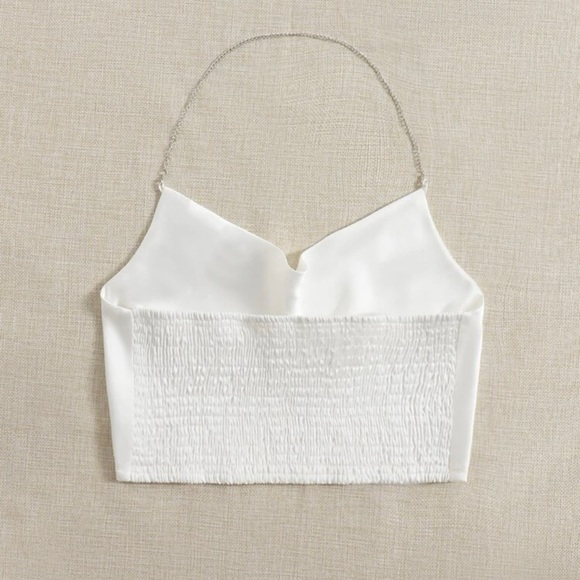 Cute Satin Shirred Back Halter Top - Picture 2 of 5